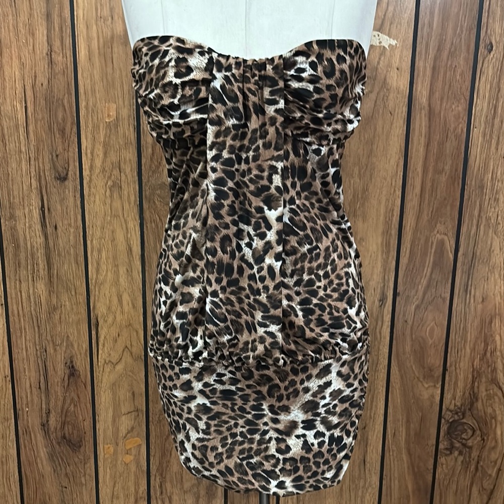 Leopard Print Strapless Dress